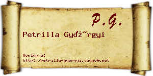 Petrilla Györgyi névjegykártya